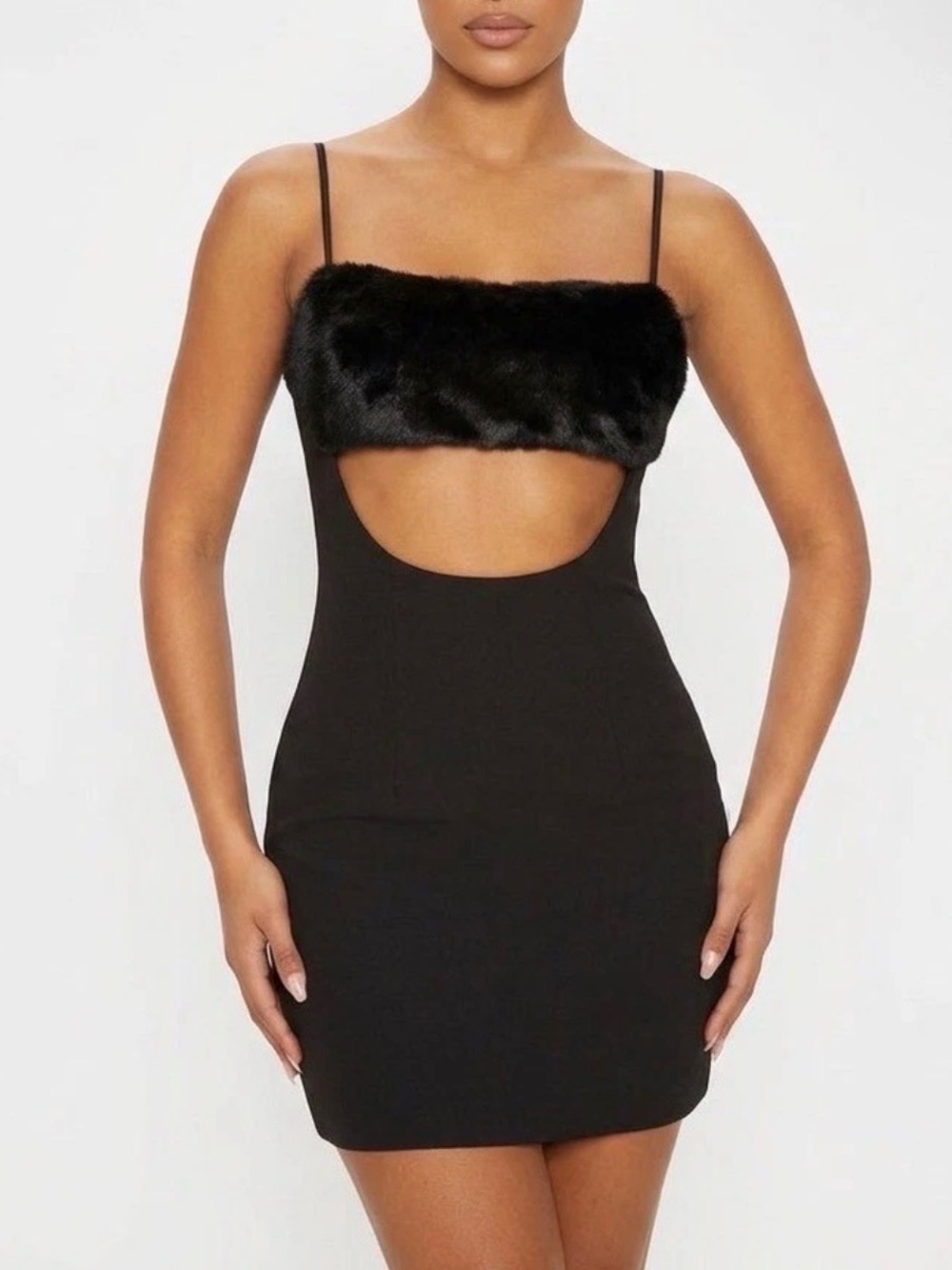 Naked wardrobe furry cut out mini dress medium